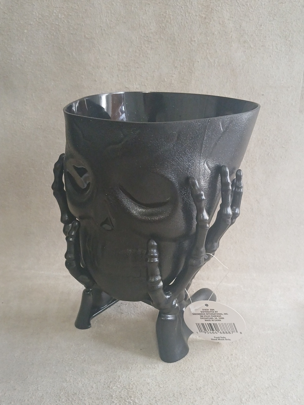Halloween Black Skull Decorative Vase Bowl NEW